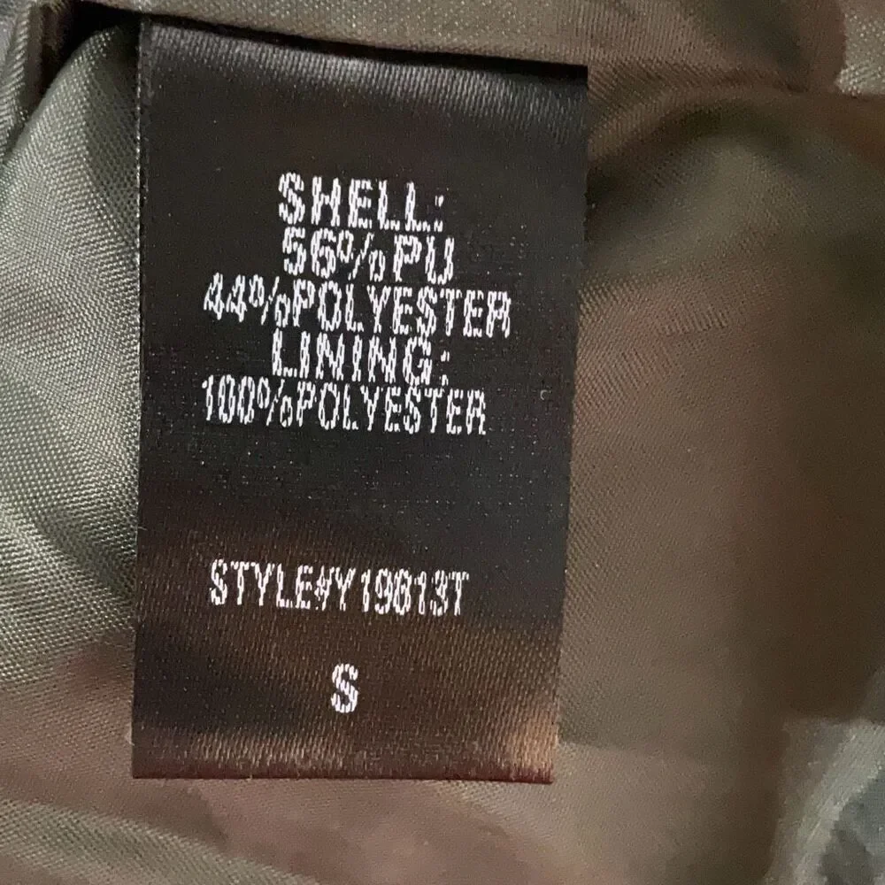 Pomander Place Olive Green Tuckernuck Faux Leather Puffer Coat Jacket Size Small - Picture 8 of 10